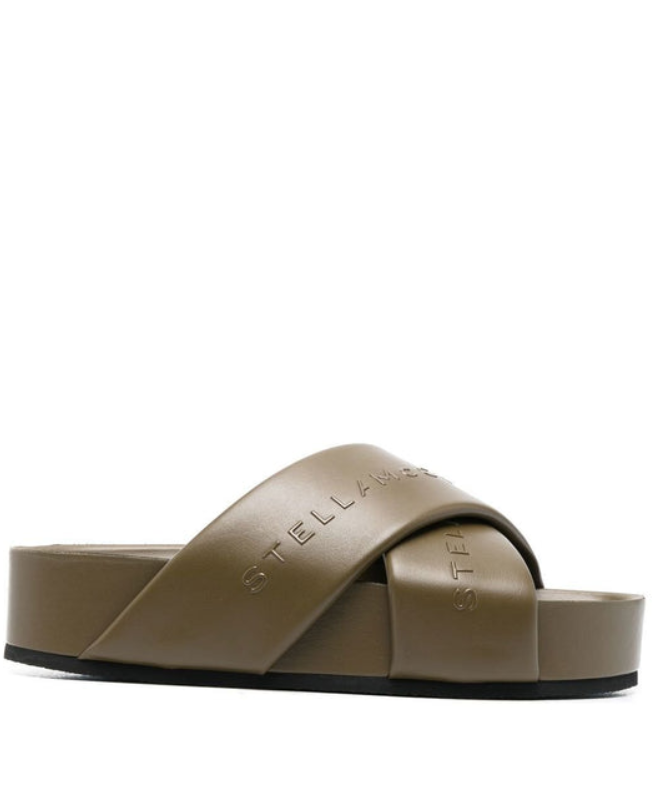 Sandali donna Stella McCartney Signature Logo Slides verdi – cod. 810107AP00403220